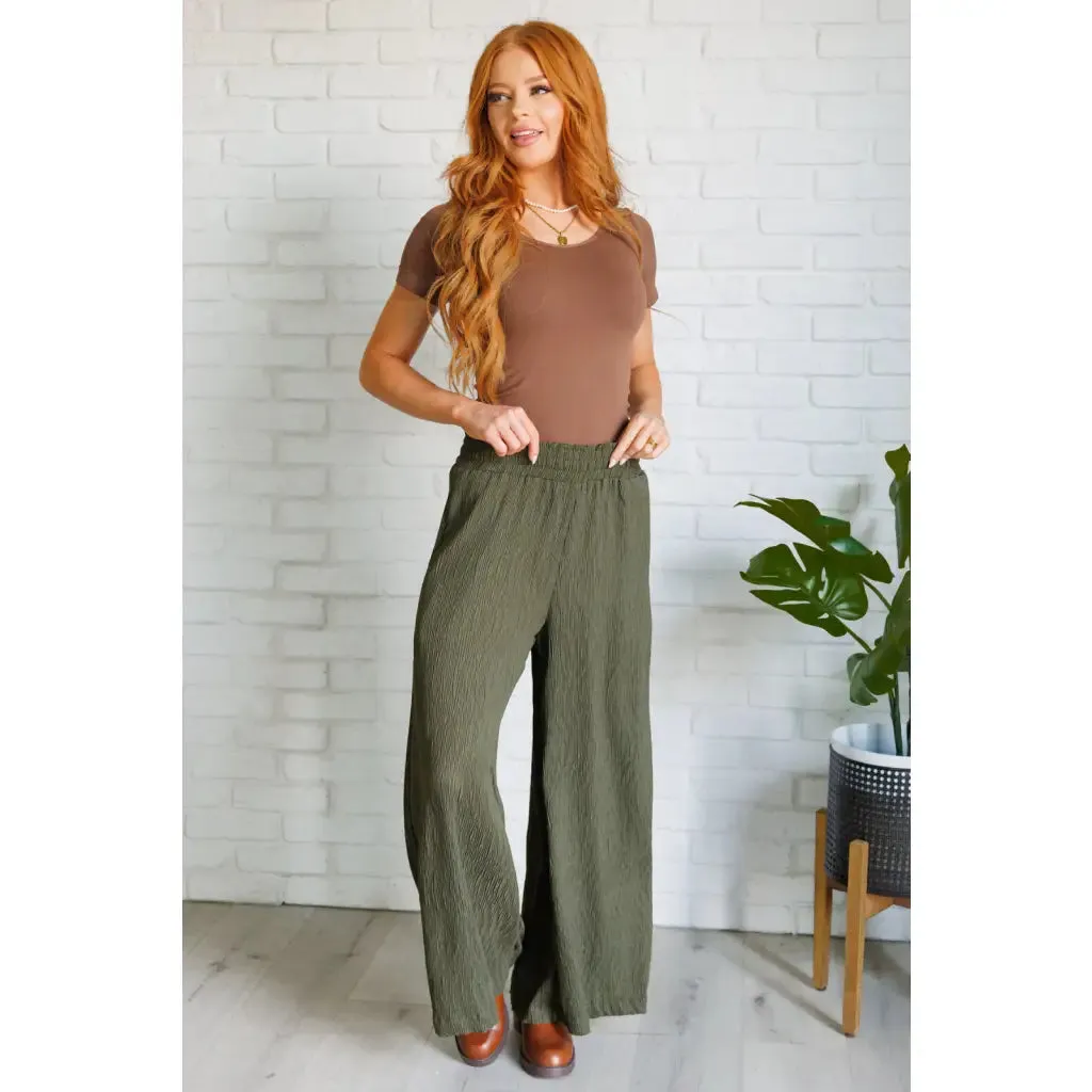 Harmony High Rise Wide Pants in Olive