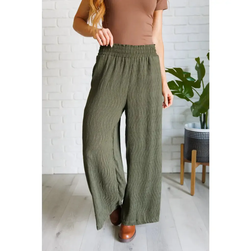 Harmony High Rise Wide Pants in Olive