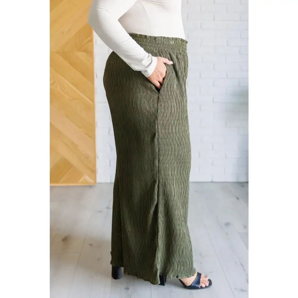 Harmony High Rise Wide Pants in Olive