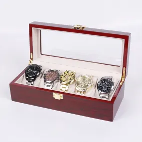 High-Quality Gominimo 5 Slot Watch Display Box, Red Wood