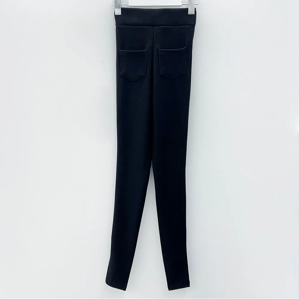 High Waist Button Leggings Pants L1002