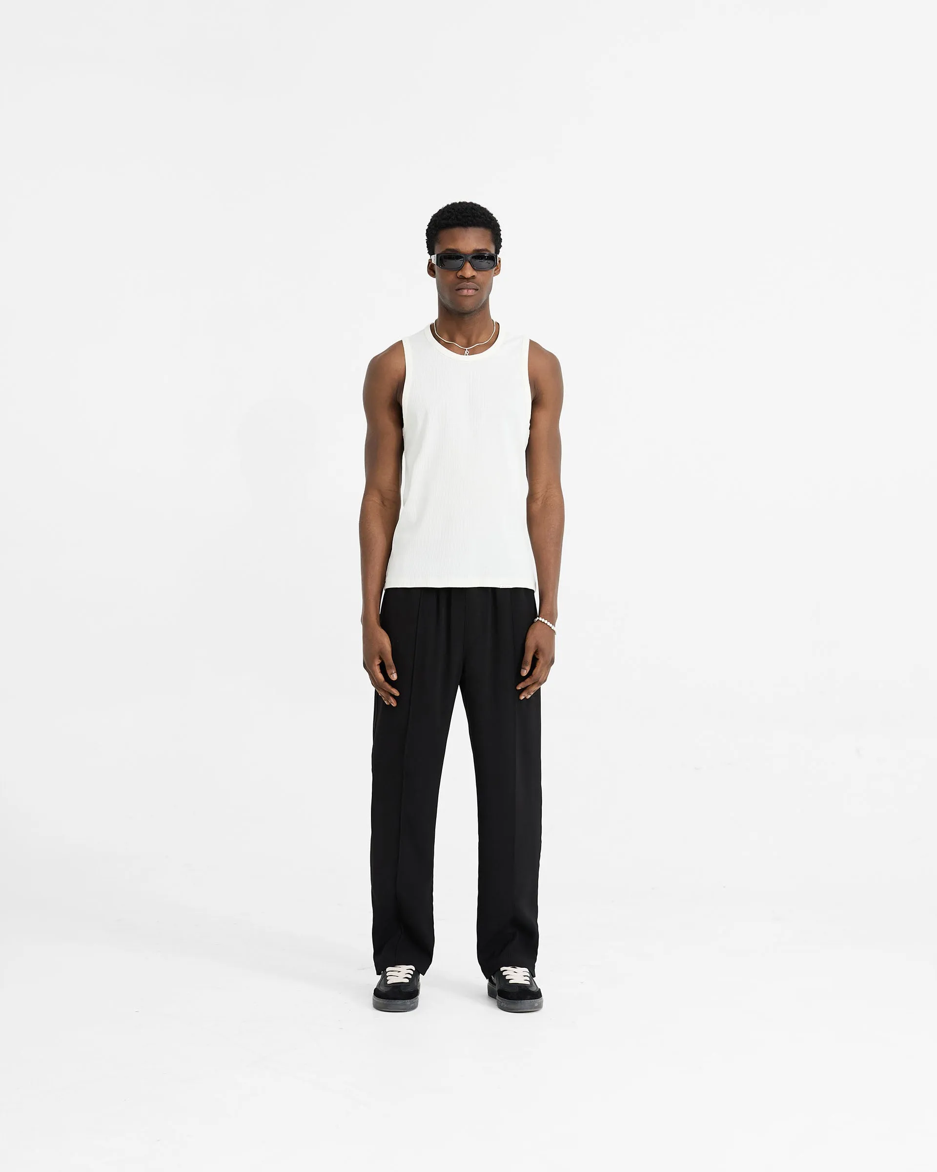 Initial Rib Vest - Flat White