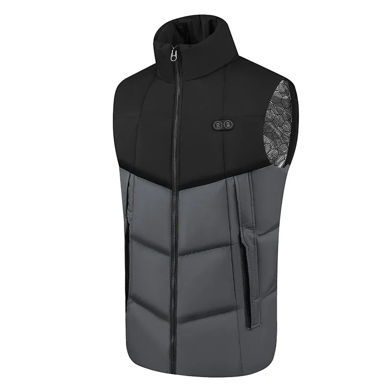 Intelligent temperature control heating vest for winter, electrically heated vest with dual control heating vest for men