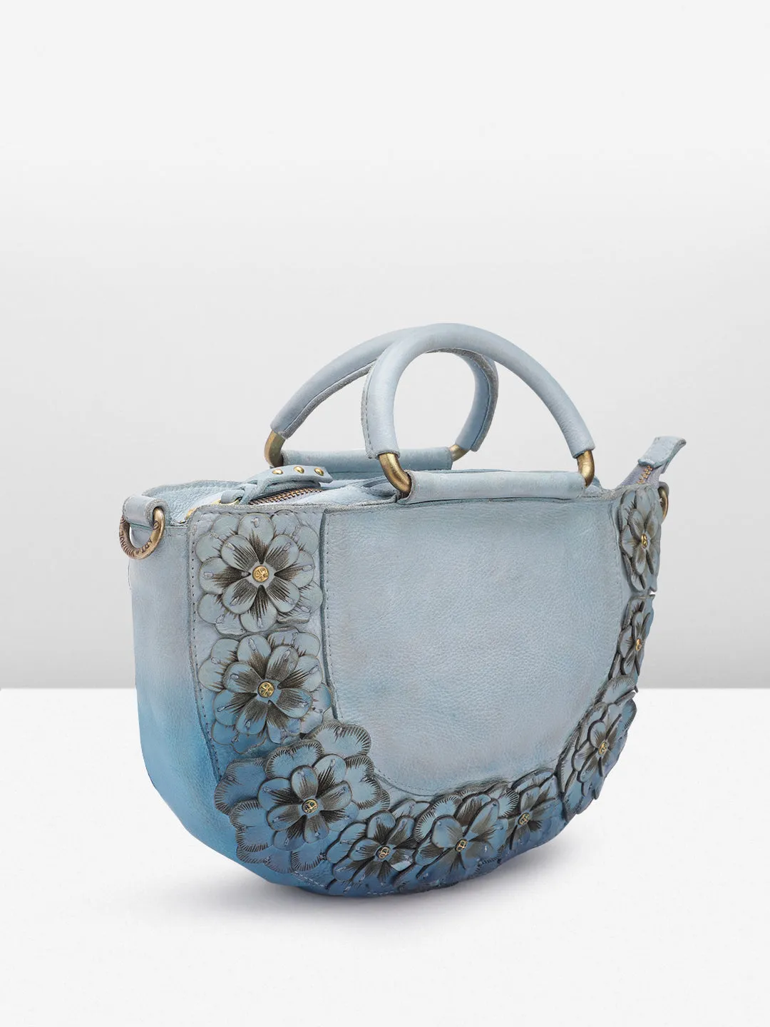 Introducing Azure Aster Luxe: Blue Leather Crossbody Perfection