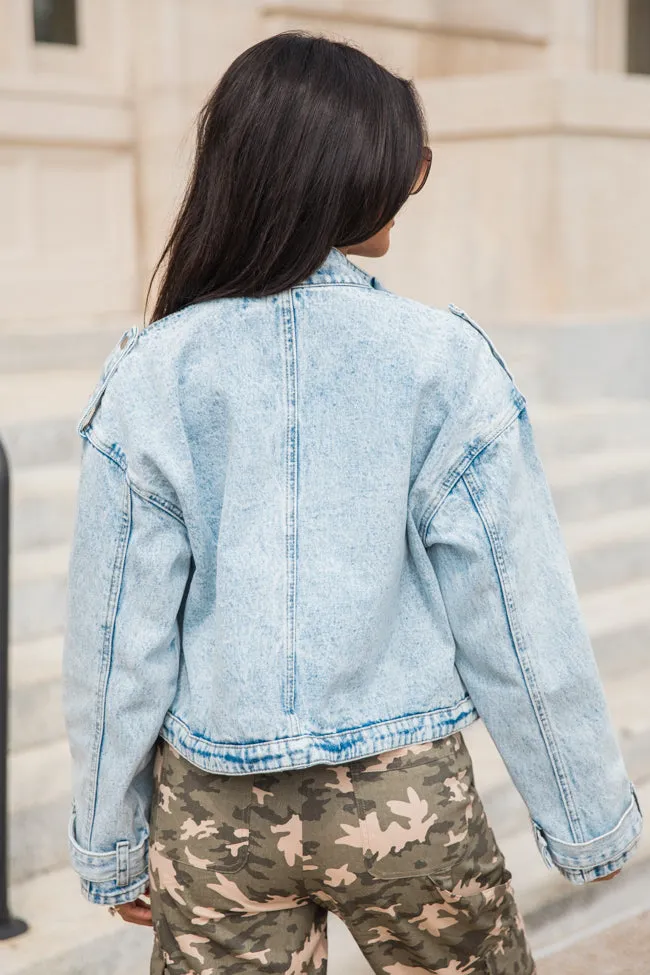 It's Your Choice Light Wash Cropped Denim Jacket FINAL SALE