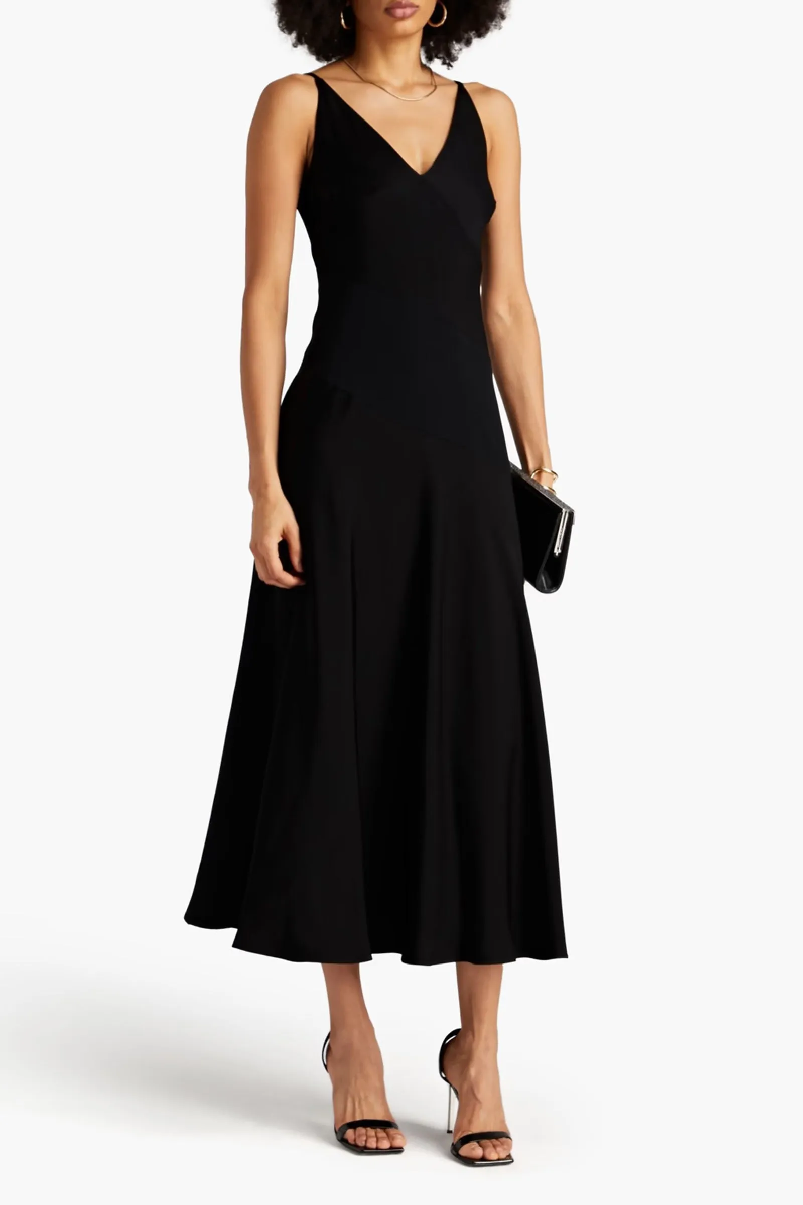 Ivie Crepe-paneled Satin Midi Dress