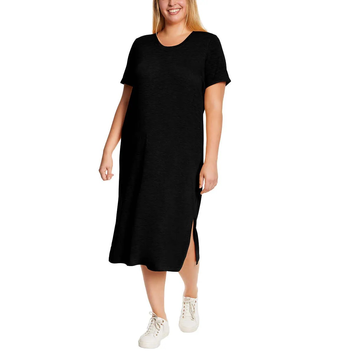 Jessica Simpson Women's Plus Soft Jersey Side Slits T-Shirt Midi Dress