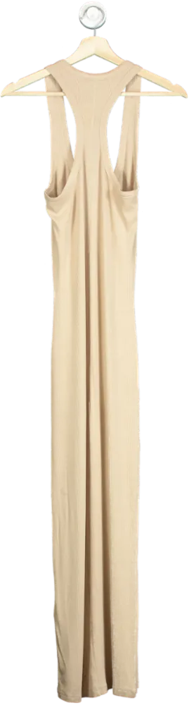 Karen Millen Blush Lux Viscose Rib Jersey Racer Back Midi Dress UK XS