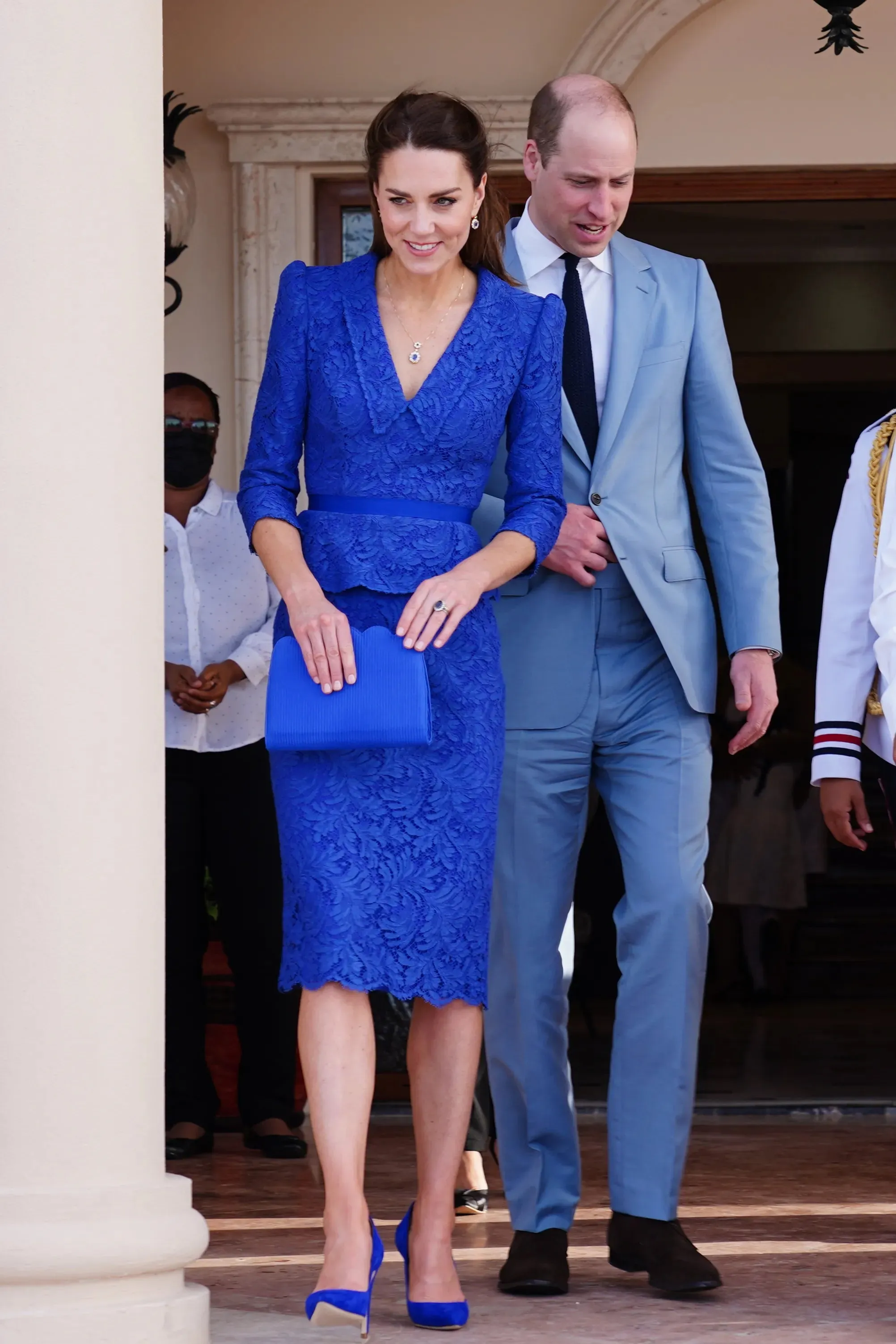 Kate Middleton Inspired Royal Blue Lace Midi Dress