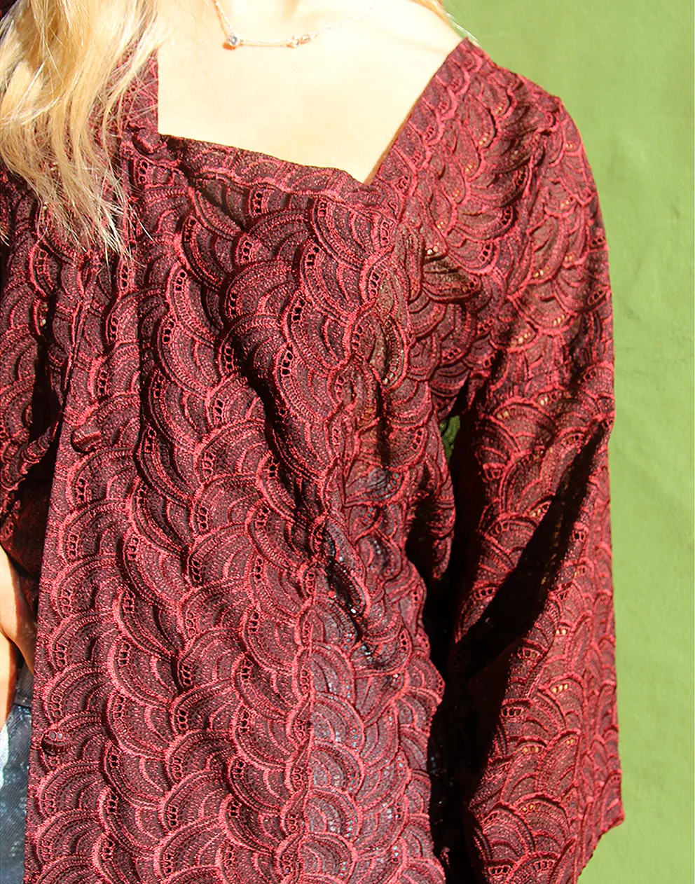 Lace Kimono in Crimson