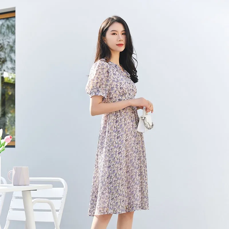 Lavender High Waist Midi Dress