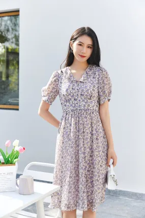 Lavender High Waist Midi Dress