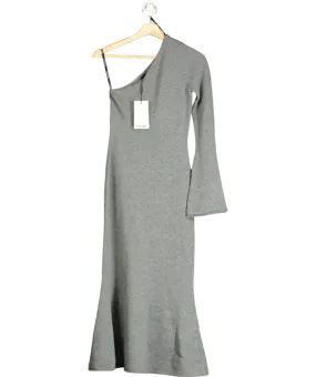 Lavish Alice Huda Knitted Asymmetric Fit & Flare Midi Dress In Grey UK 6