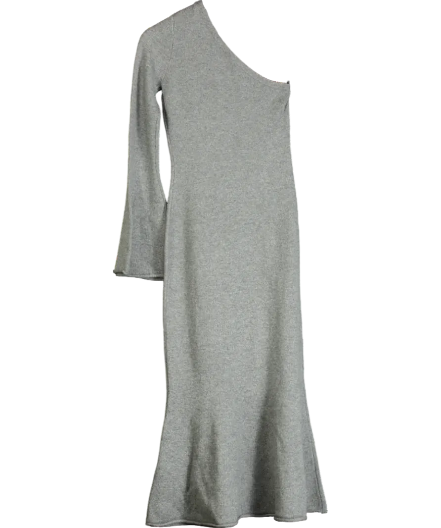 Lavish Alice Huda Knitted Asymmetric Fit & Flare Midi Dress In Grey UK 6