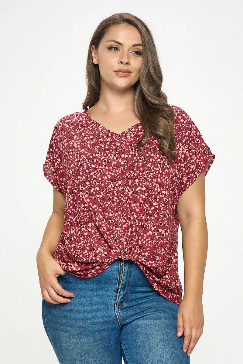 Leah Plus Size Short Sleeve Woven Top