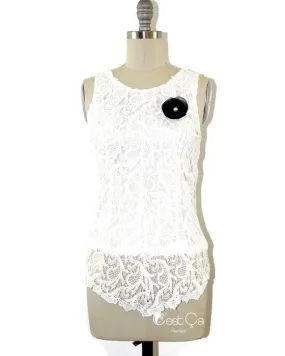 Linda White Guipure Lace Top