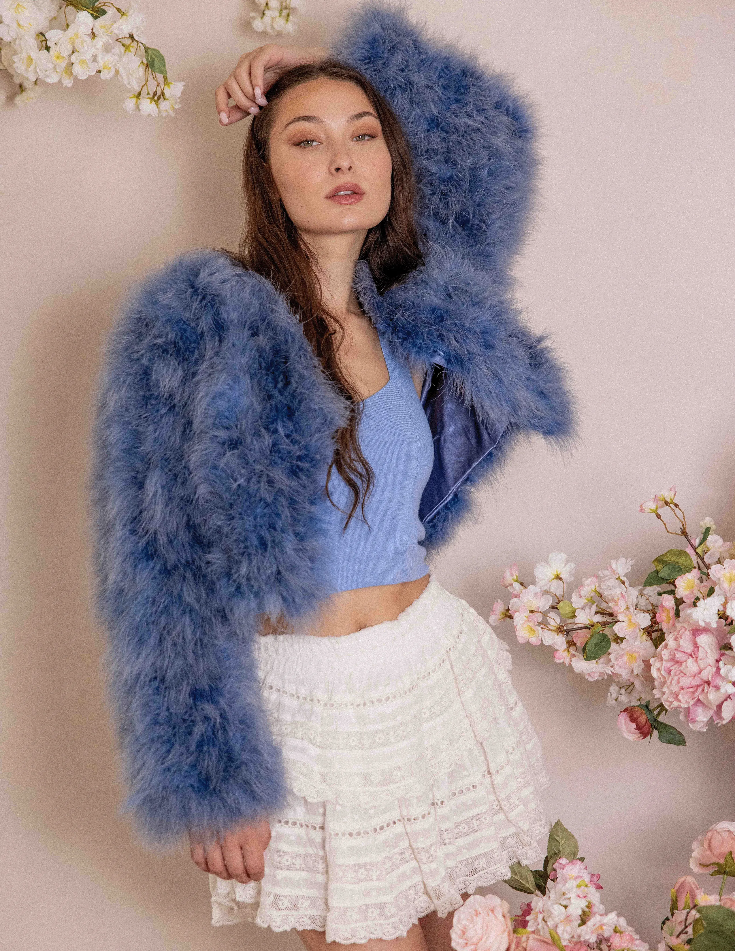 Lola - Crop Jacket in Denim Blue