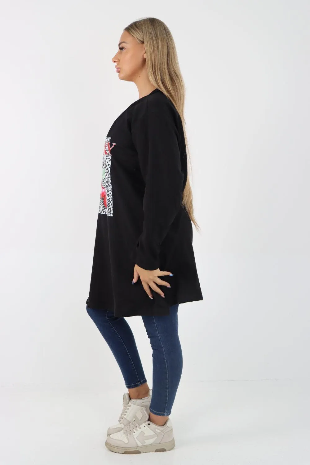 Long Sleeve Cherry Print Tunic Top