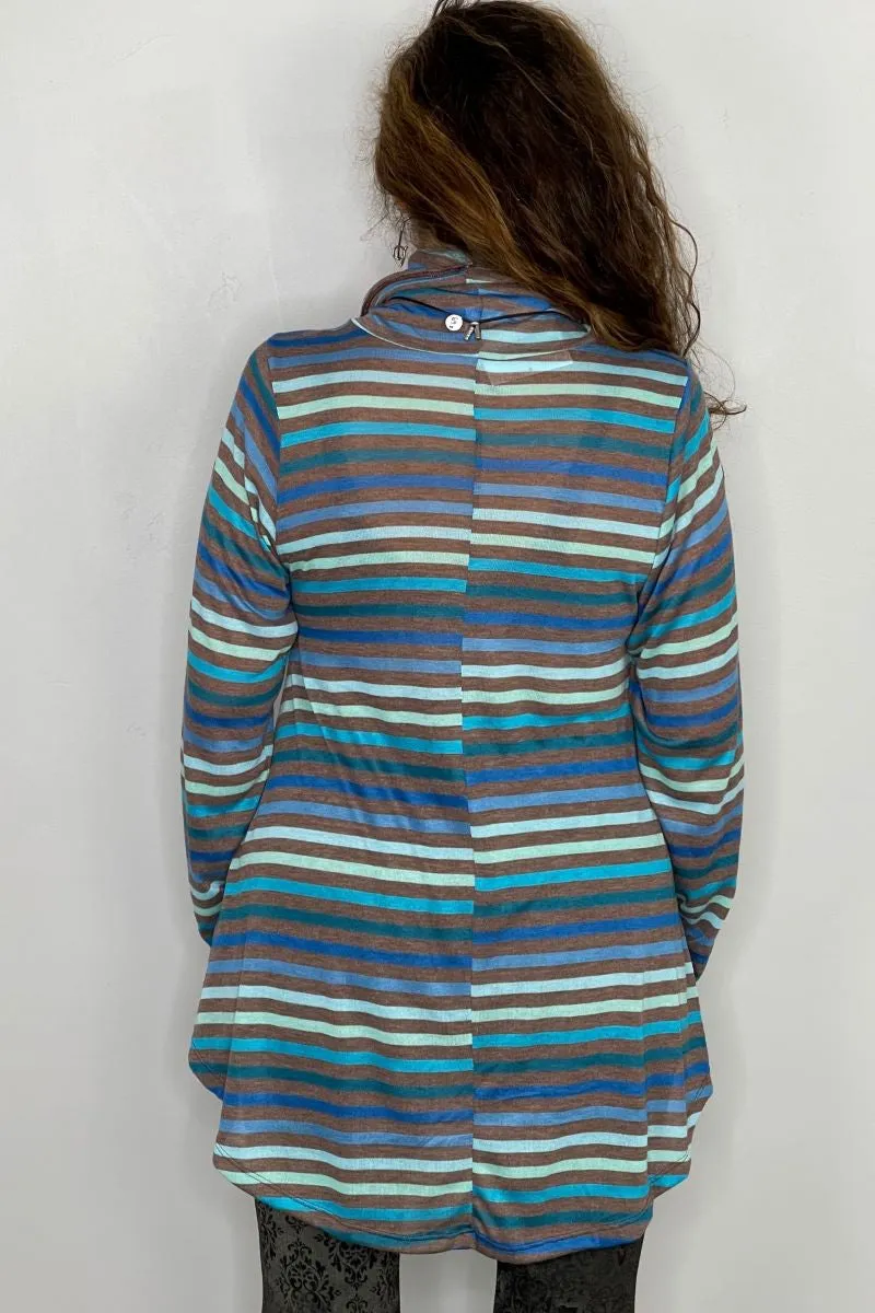 Long Sleeve Stripe Cowl Neck - Crocus