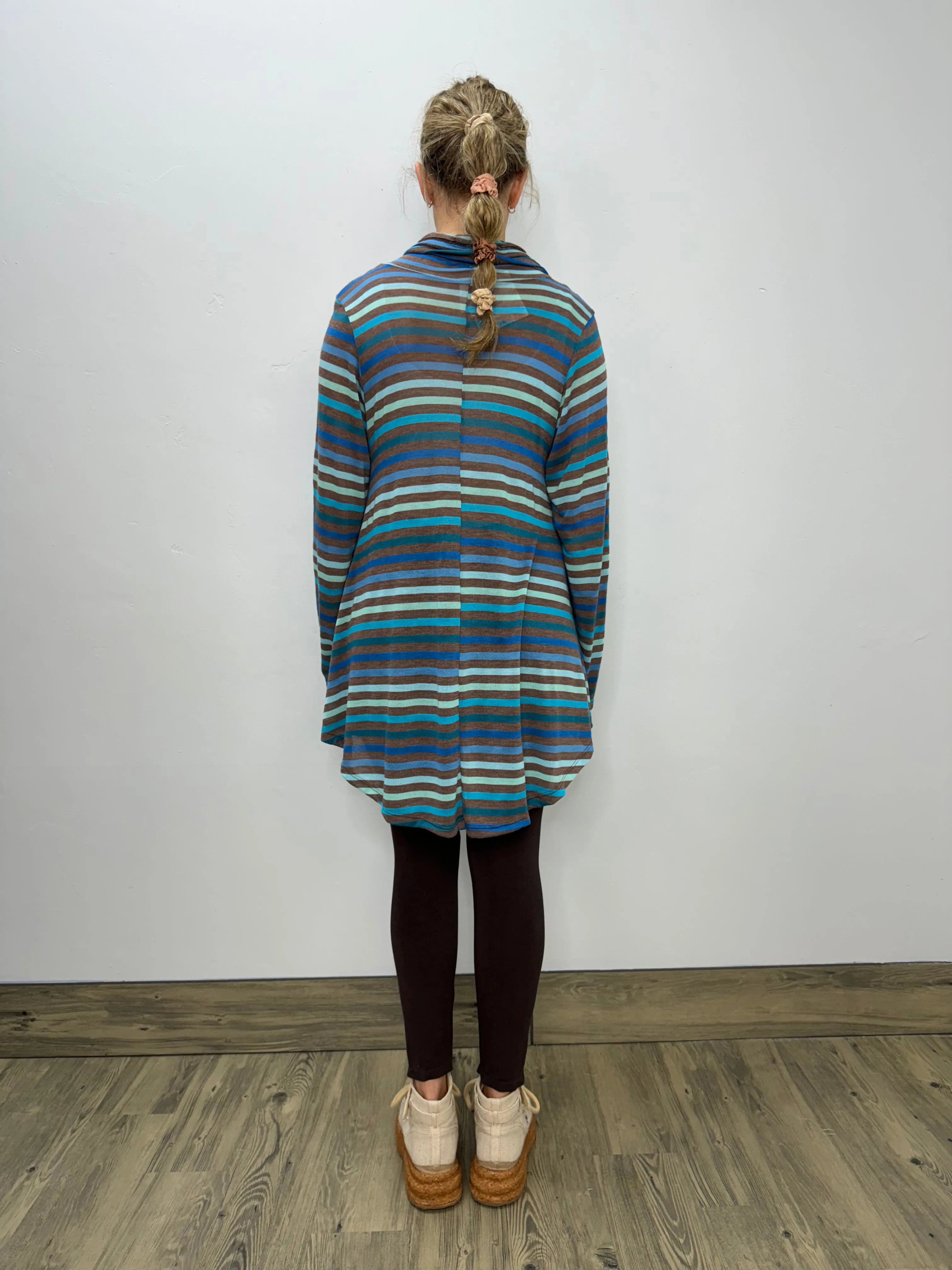 Long Sleeve Stripe Cowl Neck - Crocus