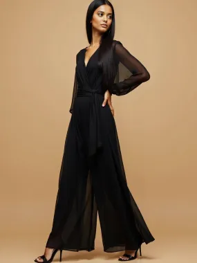 Long Sleeves Lurex Knit Jumpsuit