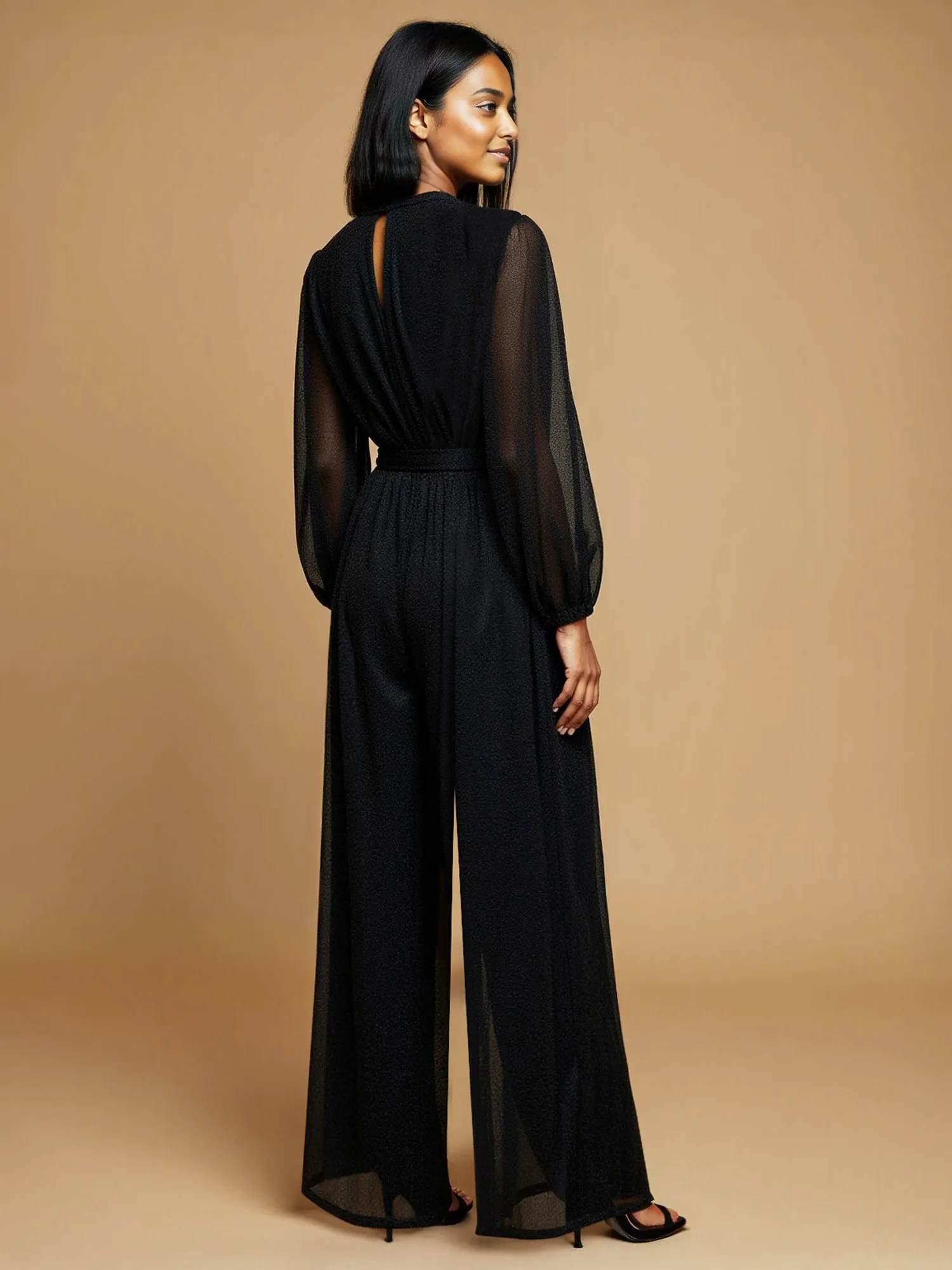 Long Sleeves Lurex Knit Jumpsuit