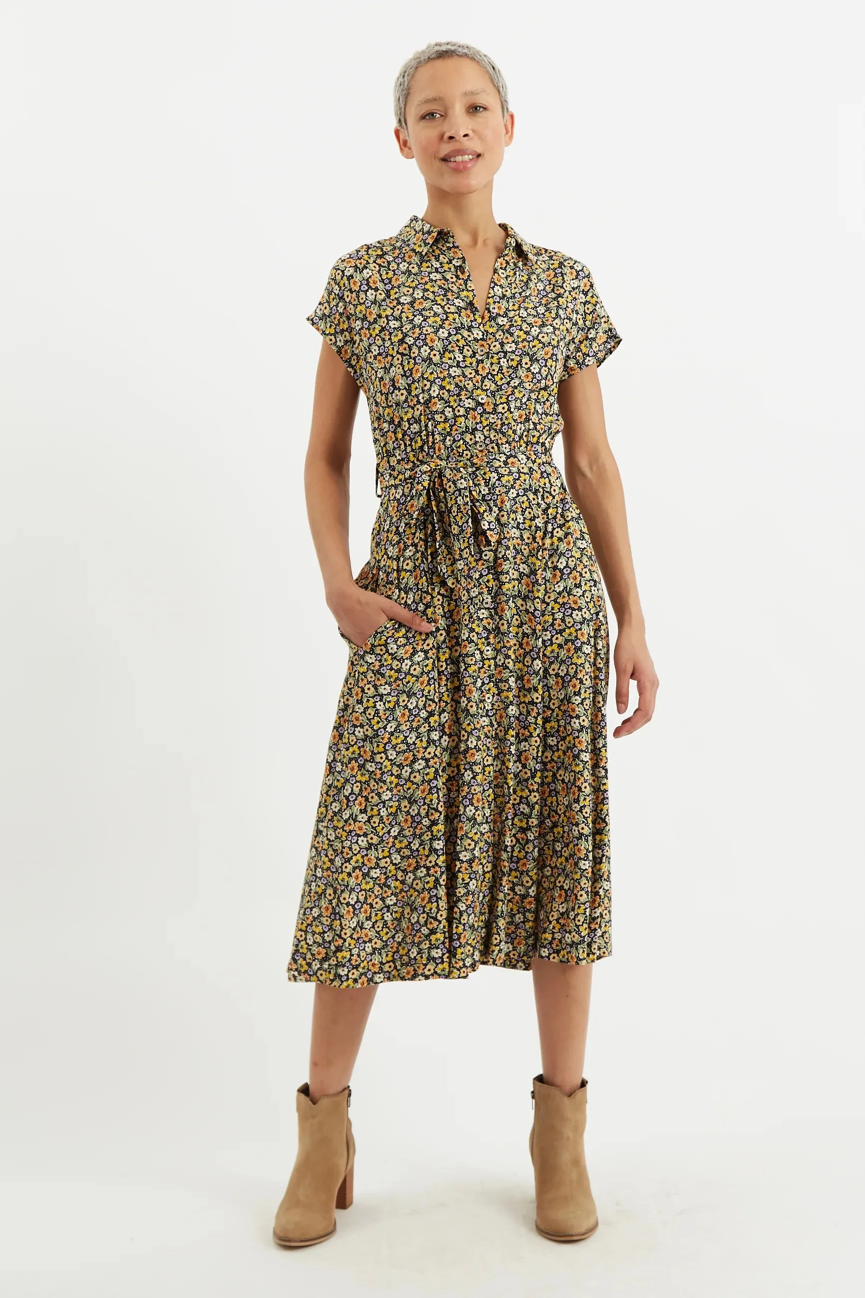 Louche Fleur Santa Fe Floral Midi Shirt Dress