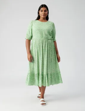 Louise Curve Puff Sleeve Midi Dress