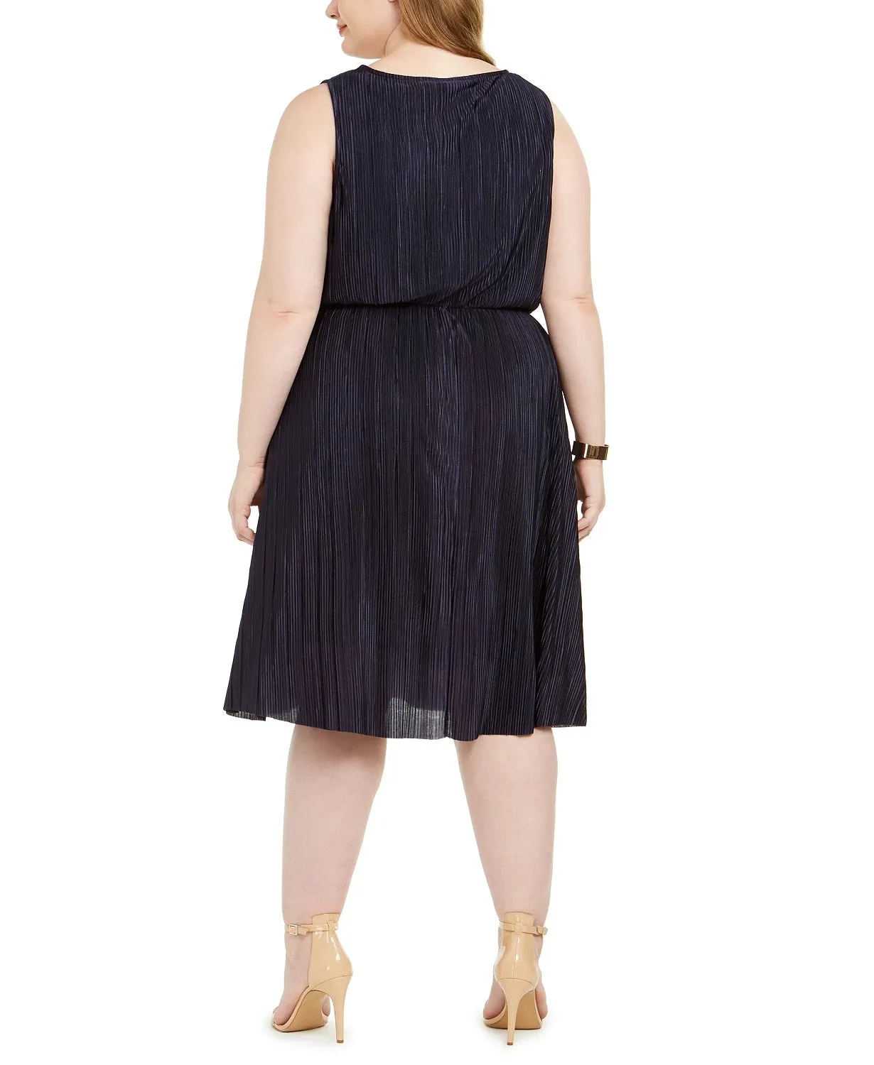 Love Squared Women's Trendy Plus Size Pleated Surplice Dress Navy Size 3X