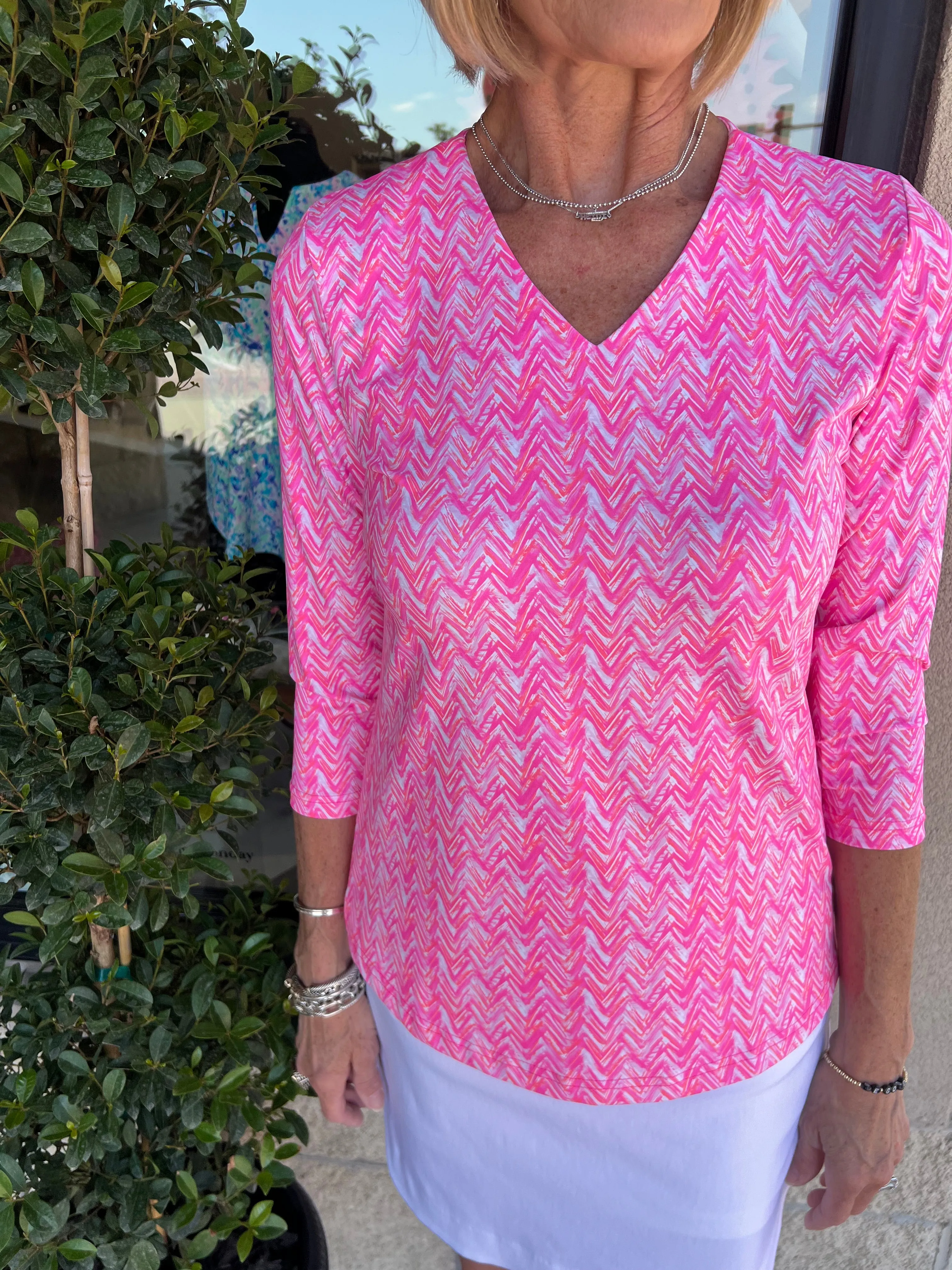 Lulu B Pink V-Neck 3/4 Sleeve Top