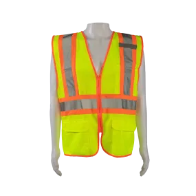 LV2-CB1 ANSI/ISEA CB1 Two Tone DOT Class II Safety Vest, Lime Solid