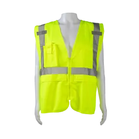 LV2-SUV ANSI Class 2 Deluxe Surveyor’s Safety Vest, Lime Solid