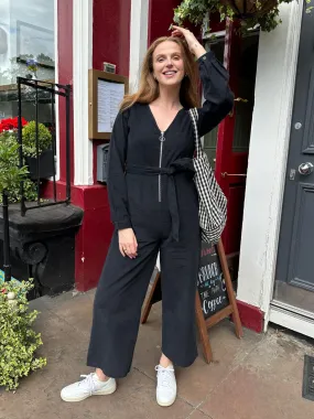 Maci - Cord Zip Jumpsuit - Black