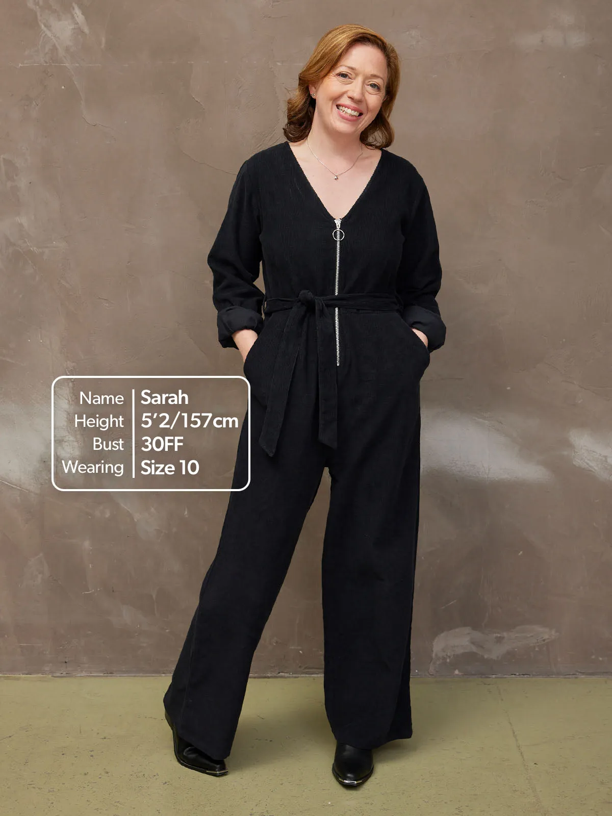 Maci - Cord Zip Jumpsuit - Black