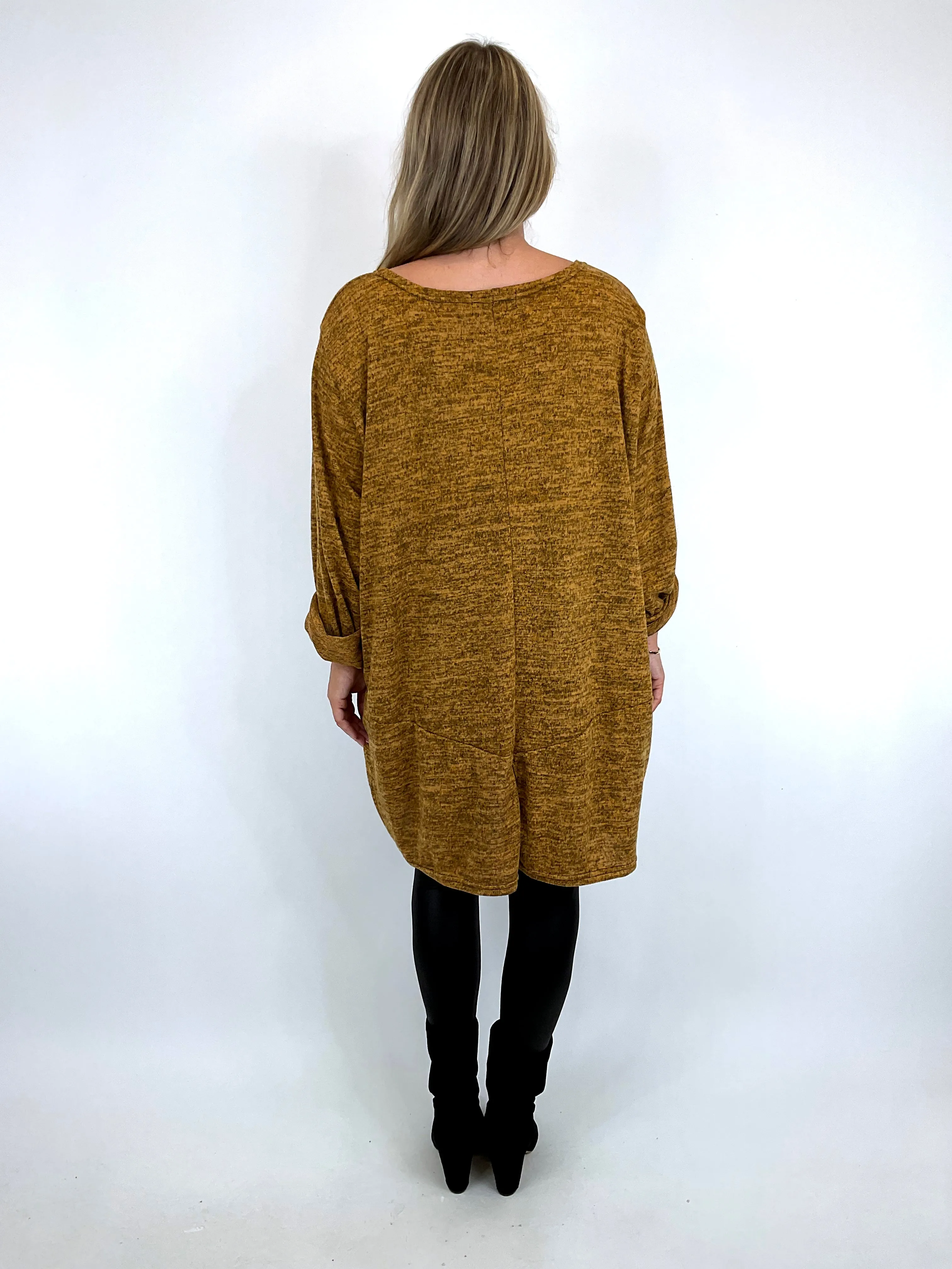 Made in Italy Lagenlook Alps Top in Mustard . 7476