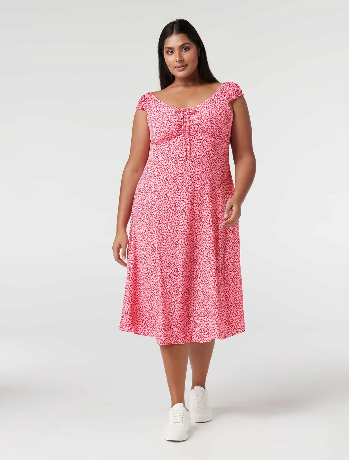 Madi Curve Tie Front Midi Dress