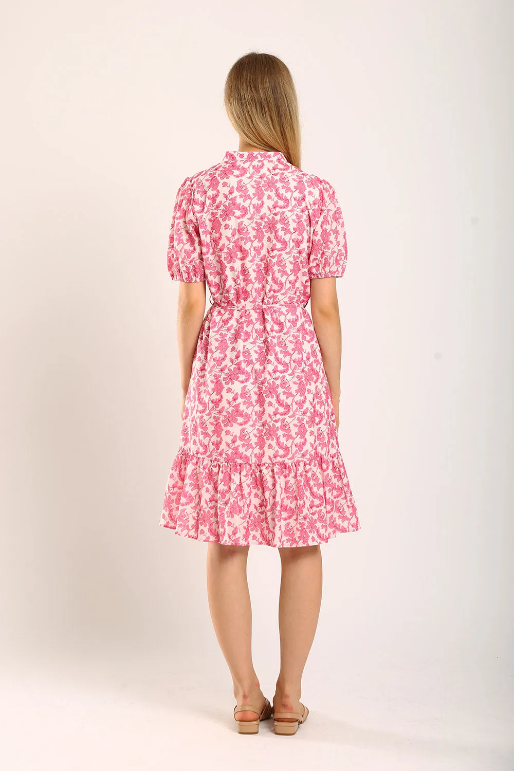 Maxinne Midi Dress in Pink Floral