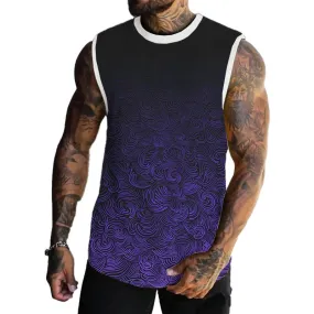 Men's Basic Printed Round Neck Vest 54182887YM