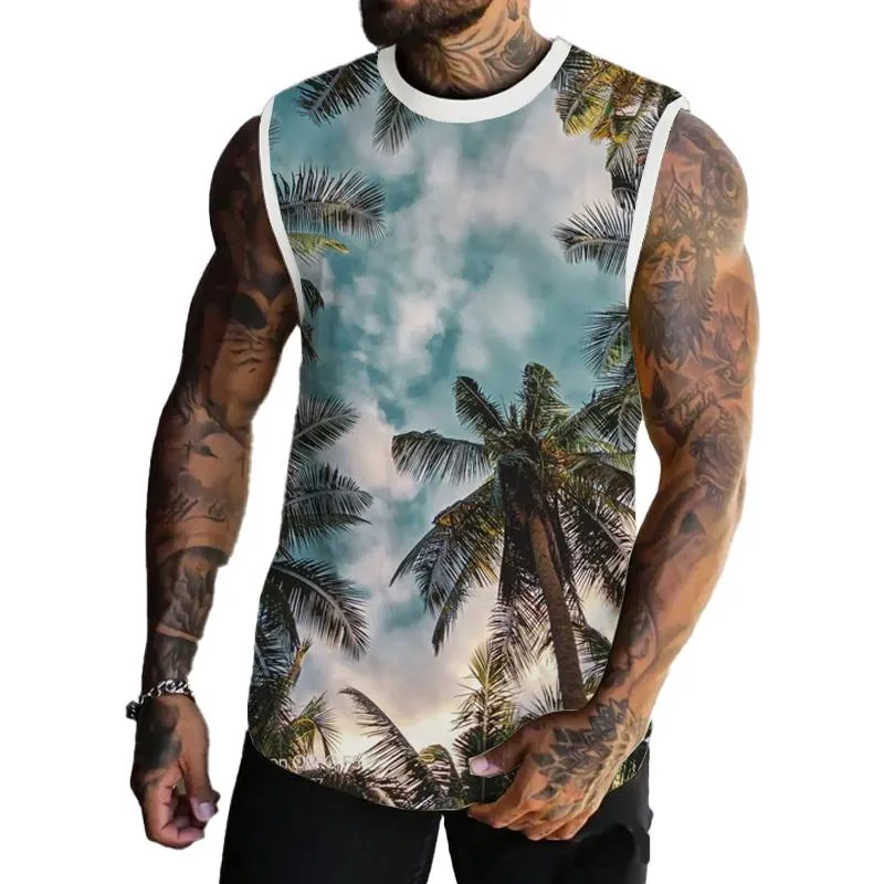 MEN'S BASIC PRINTED ROUND NECK VEST 94009881YM