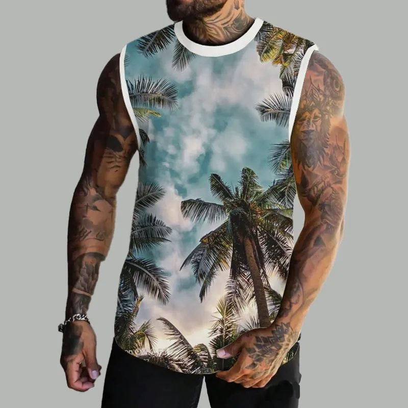 MEN'S BASIC PRINTED ROUND NECK VEST 94009881YM