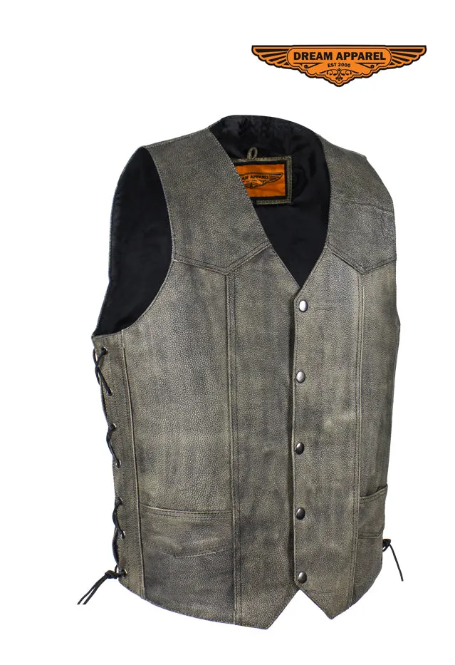 Men's Native American Distressed Brown Leather Vest