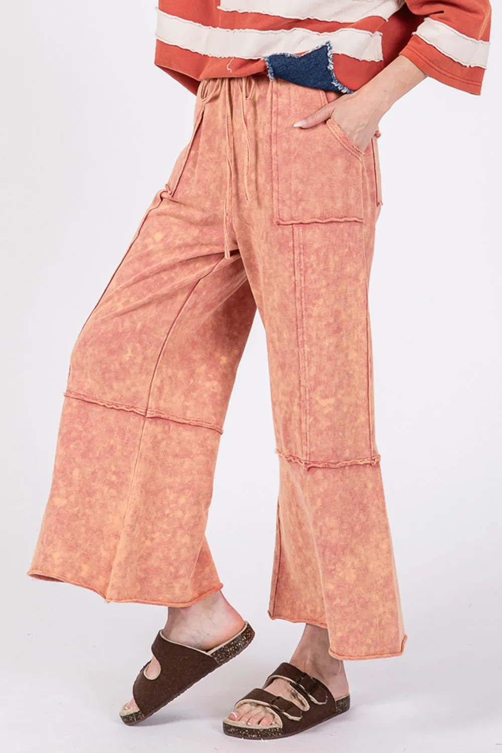 Mineral Washed Terry Wide Leg Pants