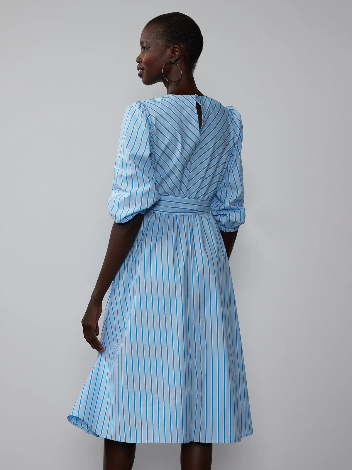 Mitered Stripe Midi Dress