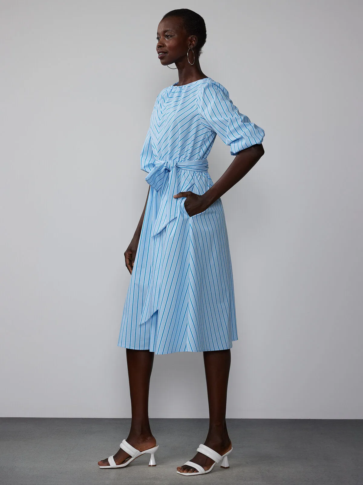 Mitered Stripe Midi Dress