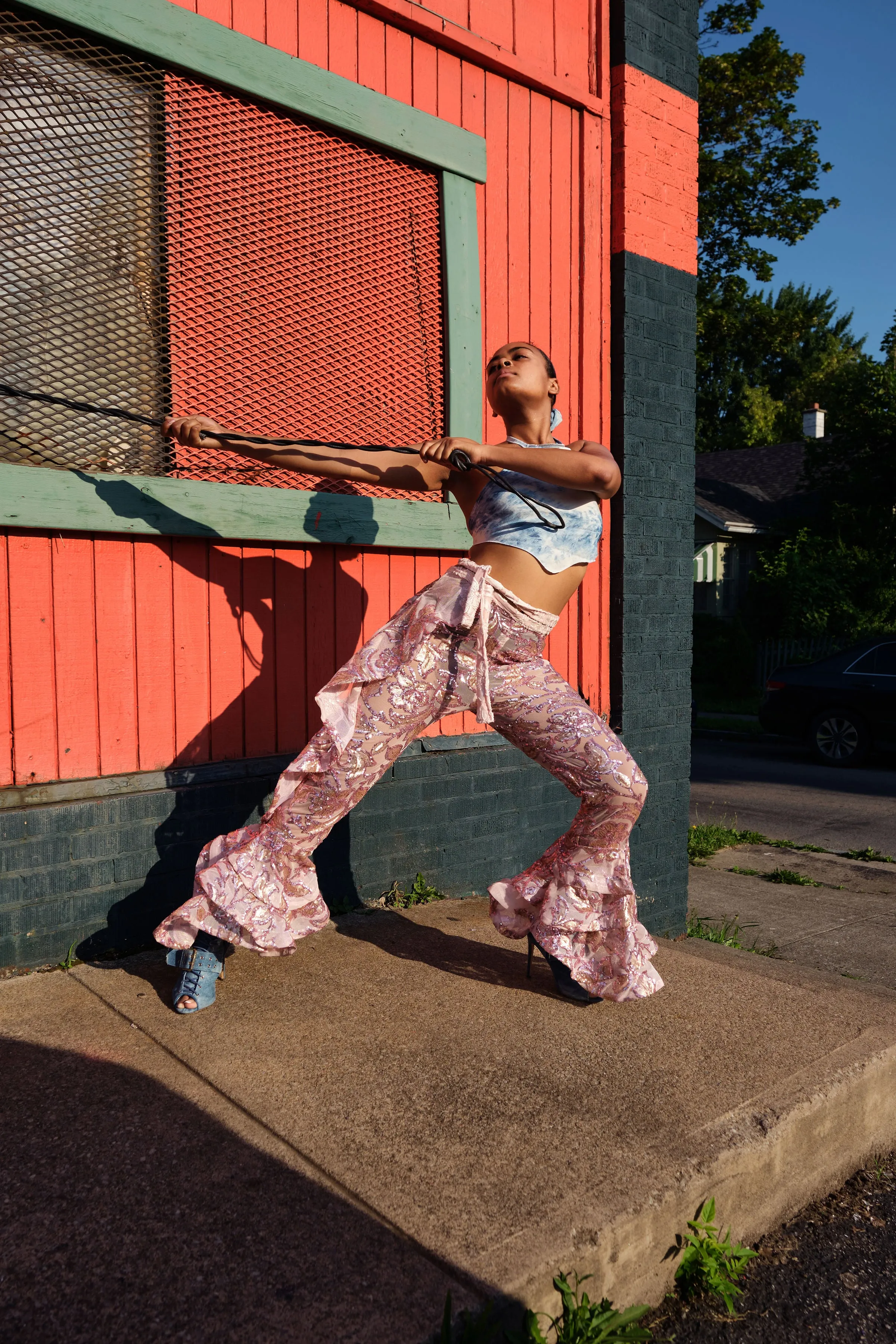 “More flounce to the ounce” ruffle sequin pants