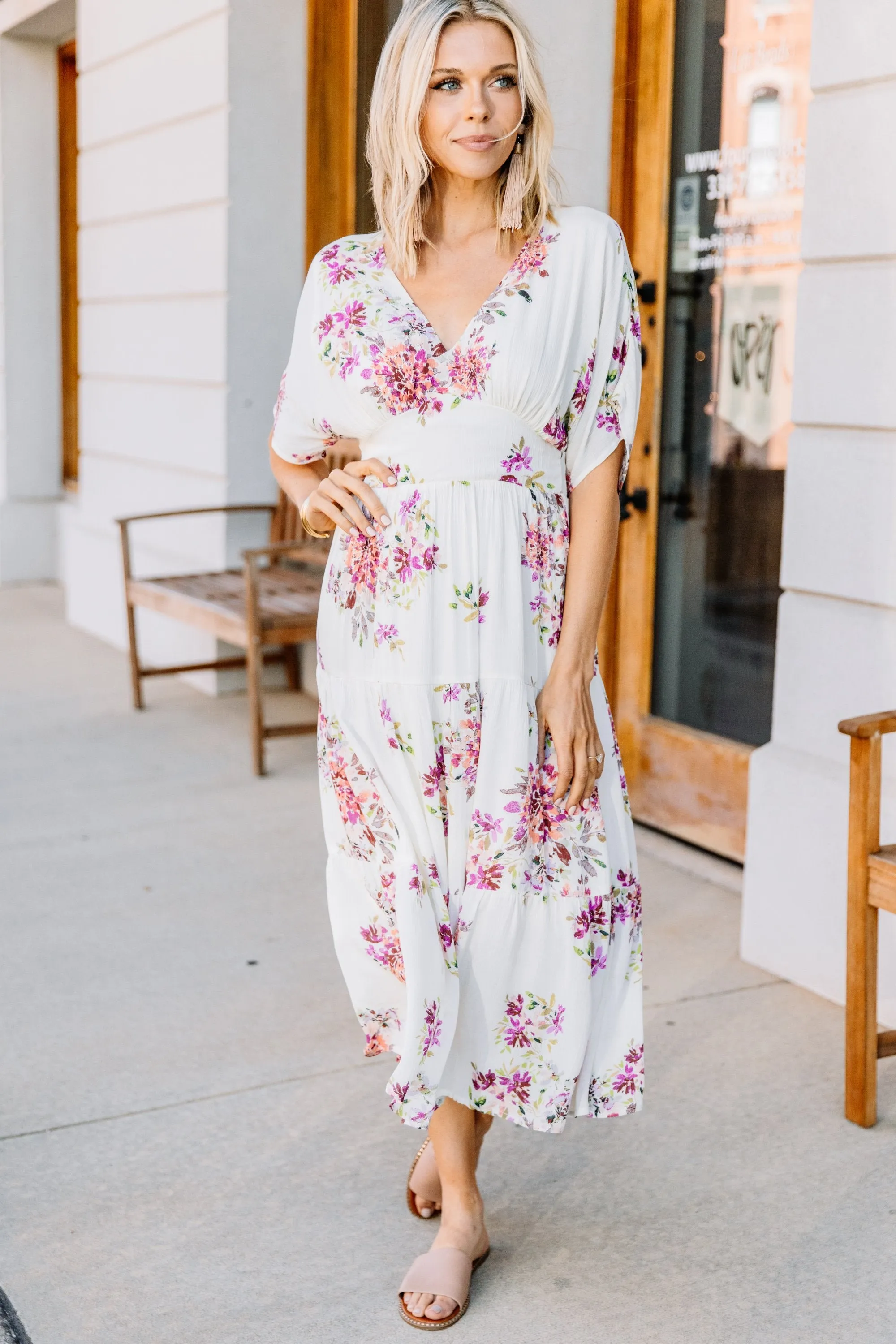 More Than Fun Ivory White Floral Maxi Dress