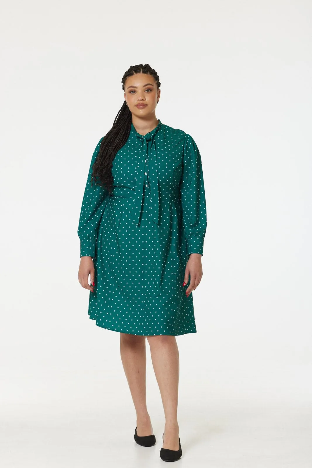 Neck Tie Prudence Polka Dot Dress