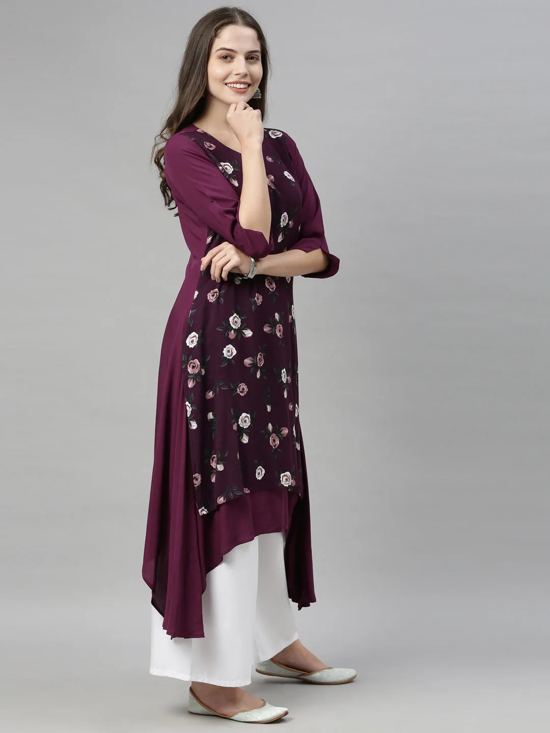 Neeru's Purple Color Rayon Fabric Tunic