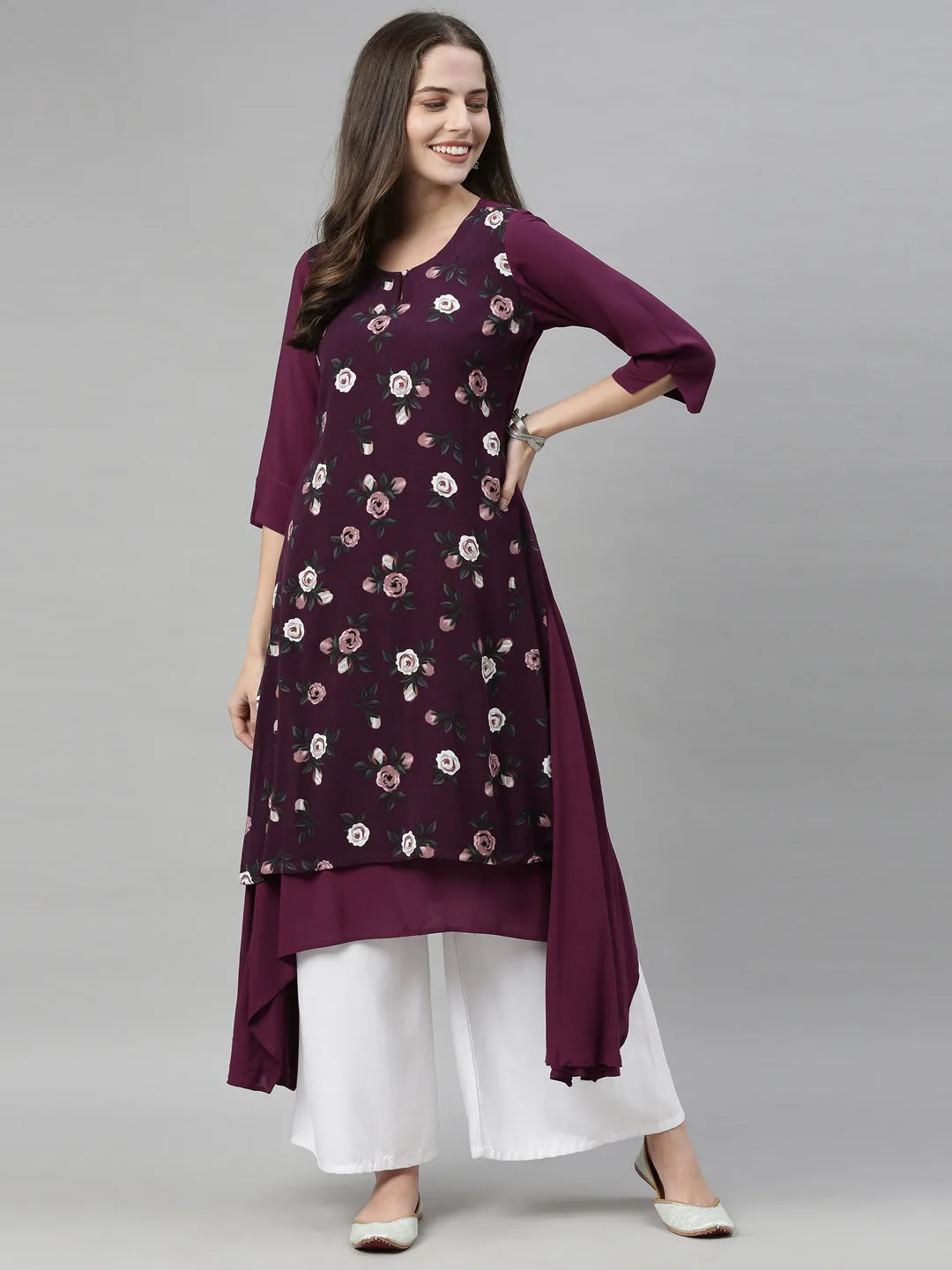 Neeru's Purple Color Rayon Fabric Tunic