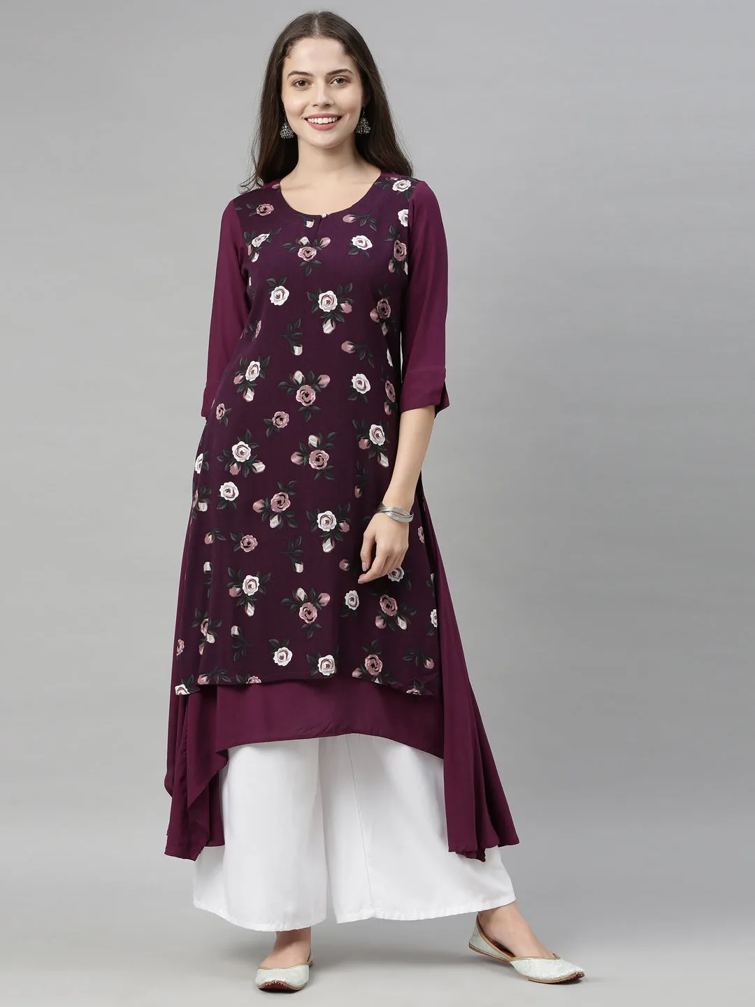 Neeru's Purple Color Rayon Fabric Tunic